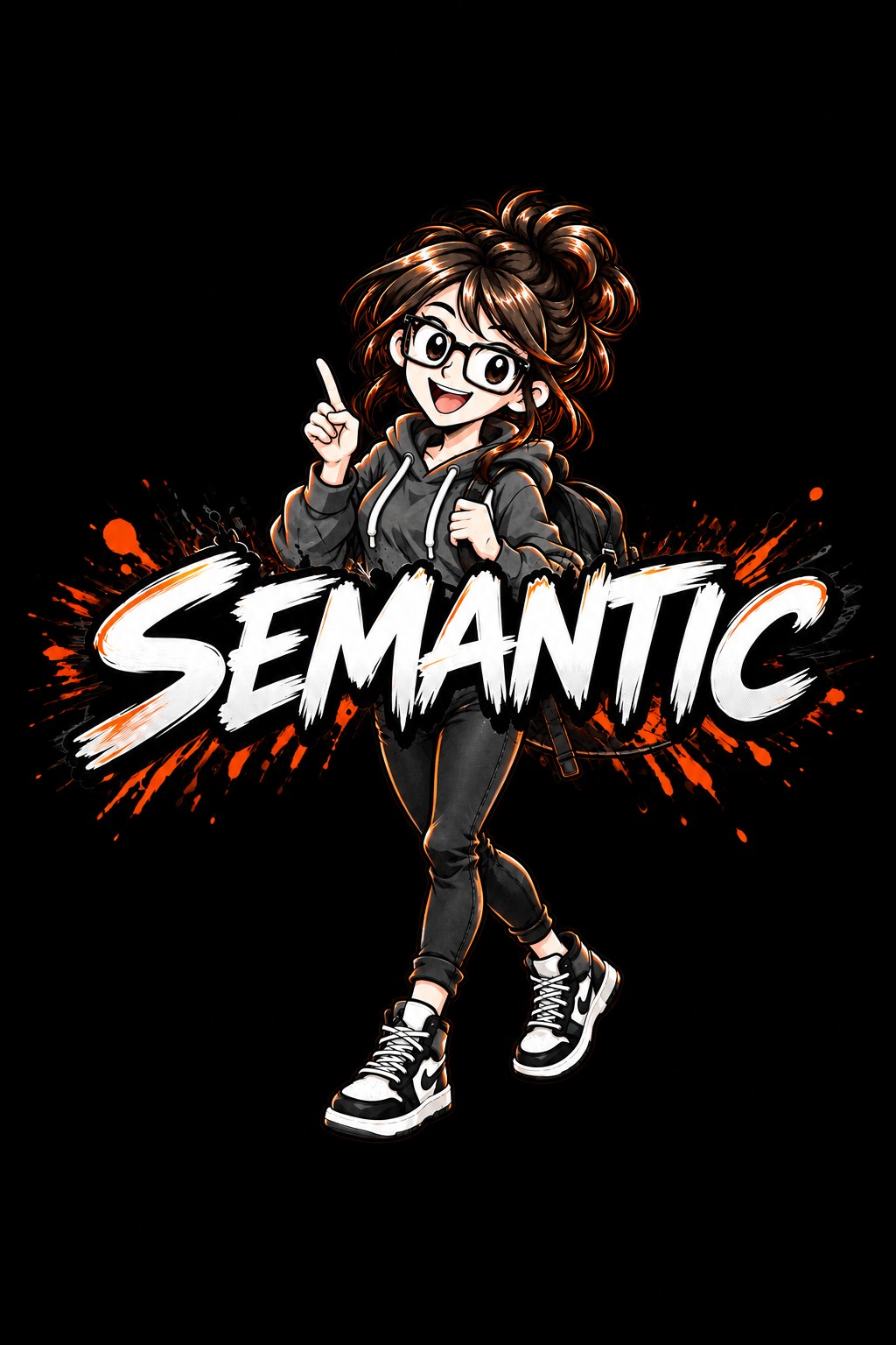 Semantic character on black background